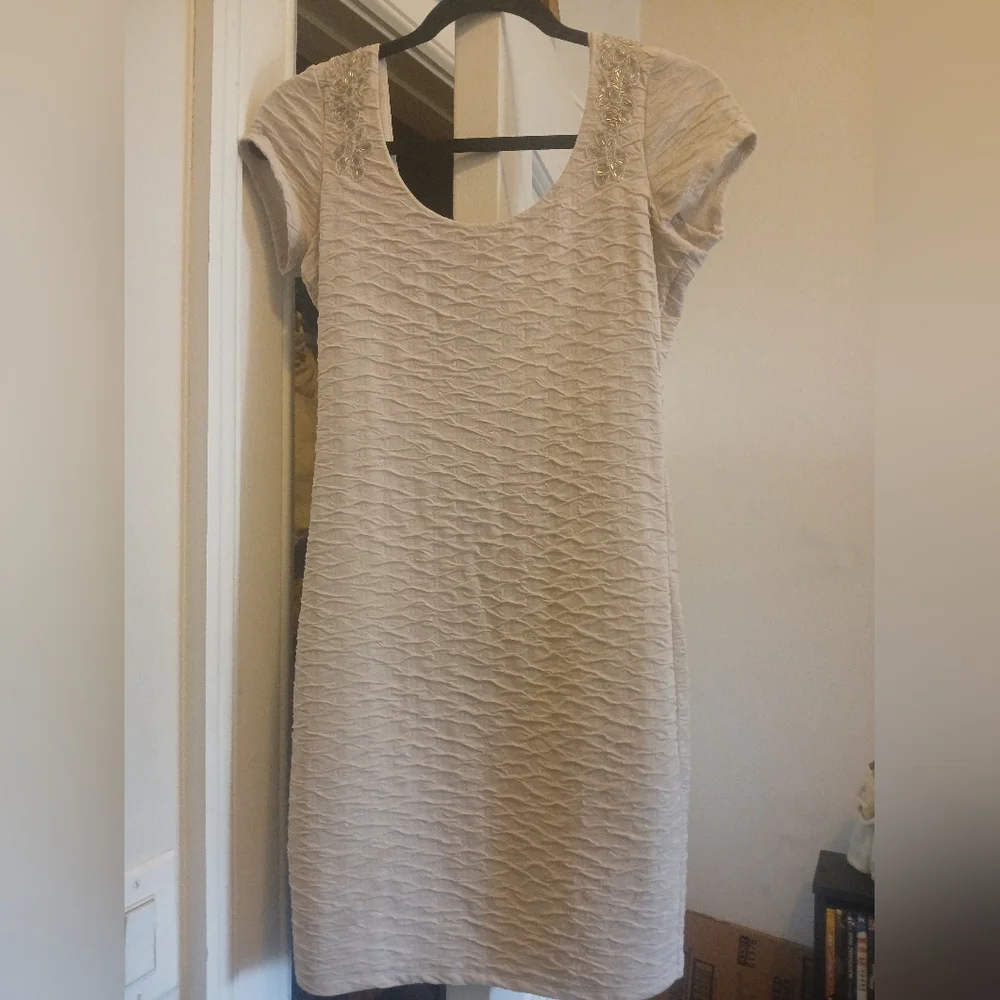 Free People Champagne Bringing Sexy Back Stretch Knit Dress Size XS- $128 - Picture 1 of 5